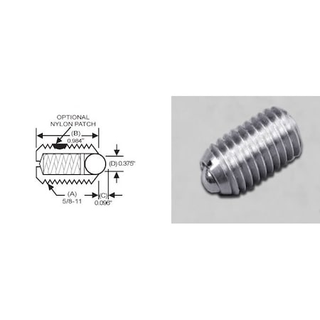 S & W Manufacturing Ball Plunger, 303SS, 5/8-11" Thread SSW10-10B
